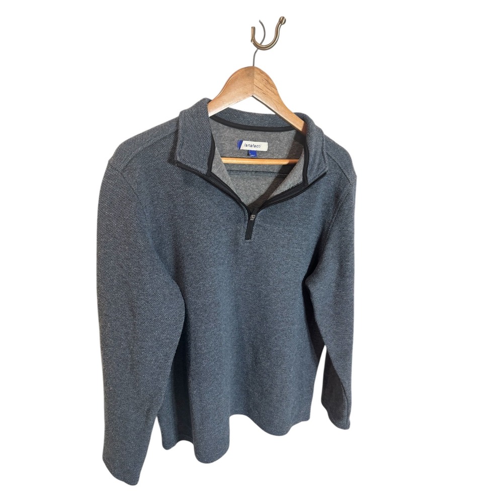 artefact Mens LRG Quarter Zip Pullover Sweater Gray Long‎ Sleeve Textured Casual